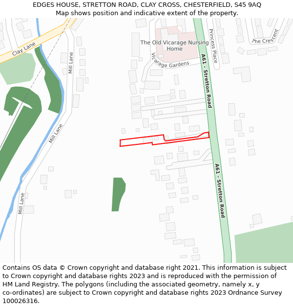 EDGES HOUSE, STRETTON ROAD, CLAY CROSS, CHESTERFIELD, S45 9AQ: Location map and indicative extent of plot