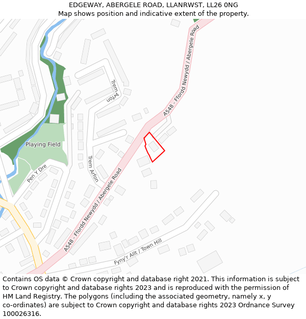EDGEWAY, ABERGELE ROAD, LLANRWST, LL26 0NG: Location map and indicative extent of plot