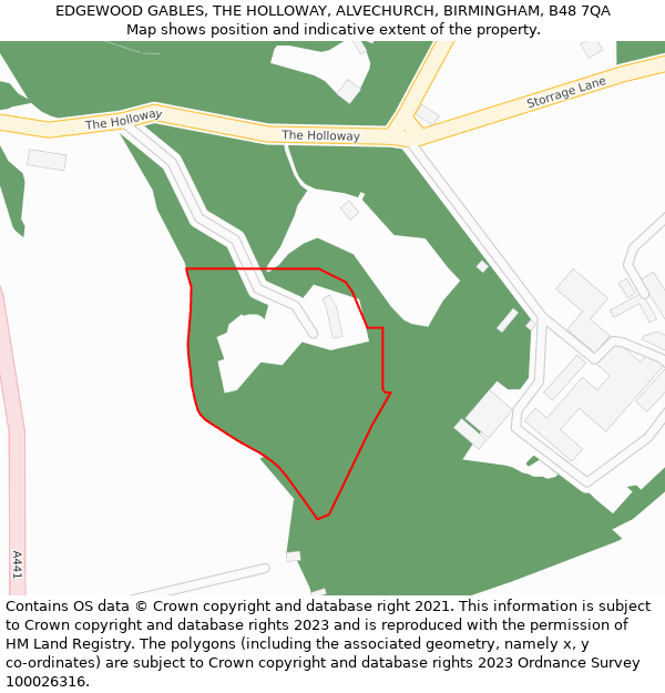EDGEWOOD GABLES, THE HOLLOWAY, ALVECHURCH, BIRMINGHAM, B48 7QA: Location map and indicative extent of plot
