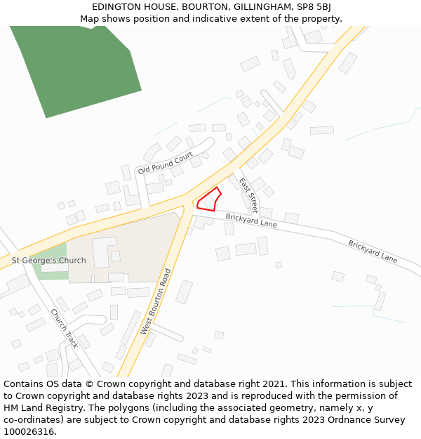 EDINGTON HOUSE, BOURTON, GILLINGHAM, SP8 5BJ: Location map and indicative extent of plot