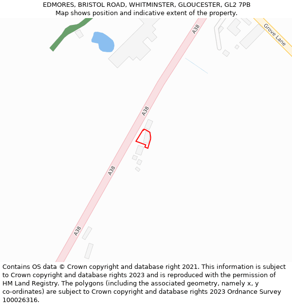EDMORES, BRISTOL ROAD, WHITMINSTER, GLOUCESTER, GL2 7PB: Location map and indicative extent of plot