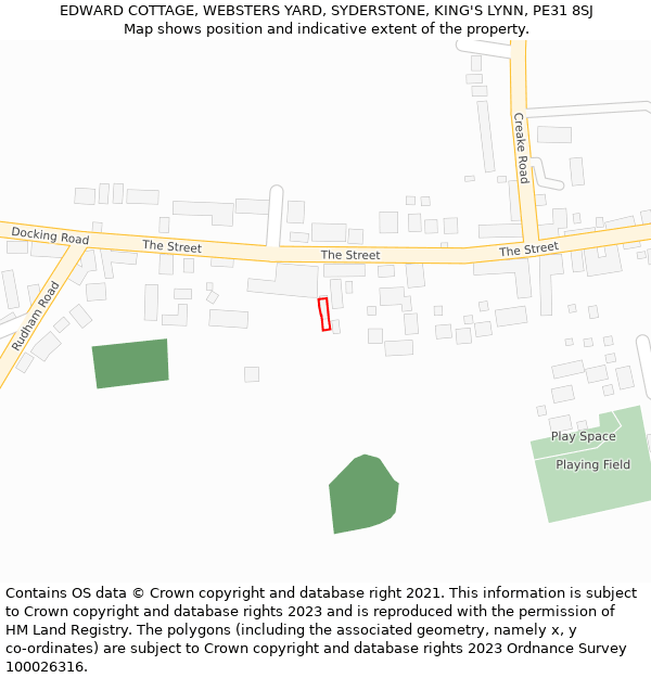 EDWARD COTTAGE, WEBSTERS YARD, SYDERSTONE, KING'S LYNN, PE31 8SJ: Location map and indicative extent of plot