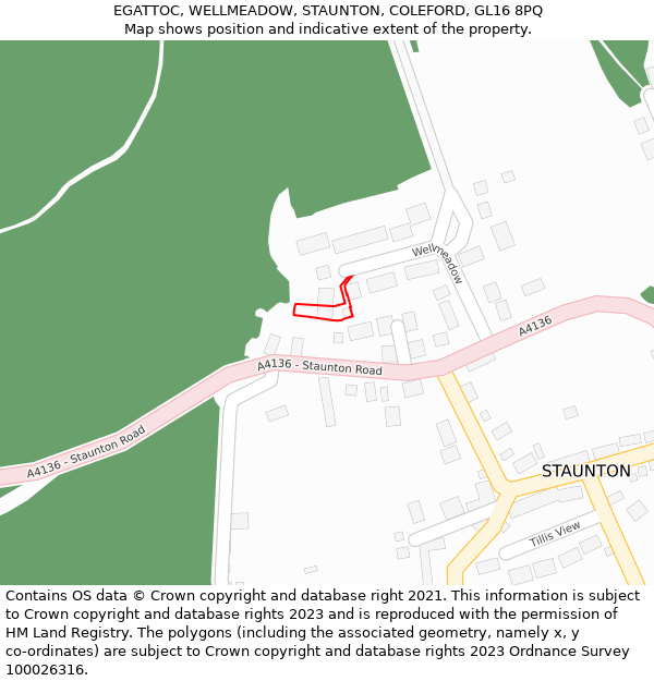 EGATTOC, WELLMEADOW, STAUNTON, COLEFORD, GL16 8PQ: Location map and indicative extent of plot