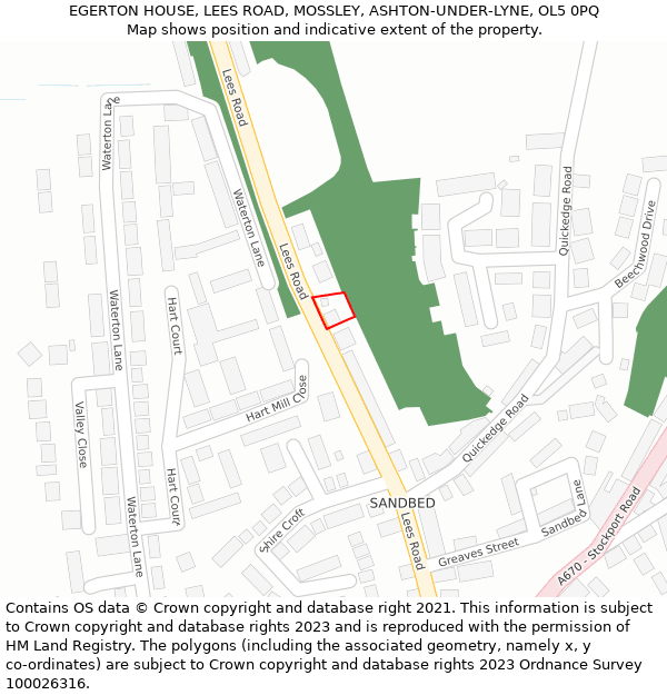 EGERTON HOUSE, LEES ROAD, MOSSLEY, ASHTON-UNDER-LYNE, OL5 0PQ: Location map and indicative extent of plot