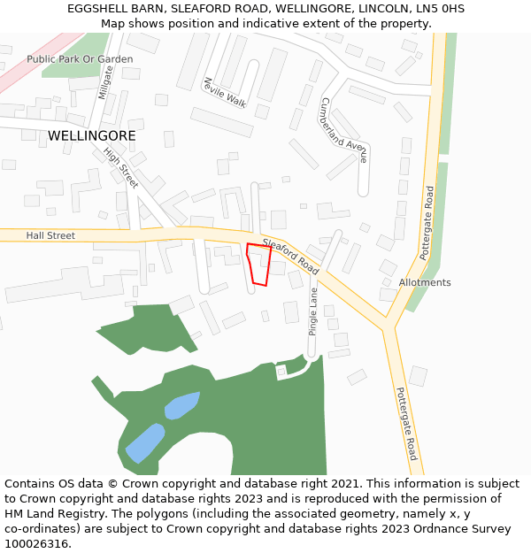 EGGSHELL BARN, SLEAFORD ROAD, WELLINGORE, LINCOLN, LN5 0HS: Location map and indicative extent of plot