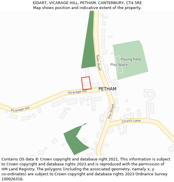 EIDART, VICARAGE HILL, PETHAM, CANTERBURY, CT4 5RE: Location map and indicative extent of plot