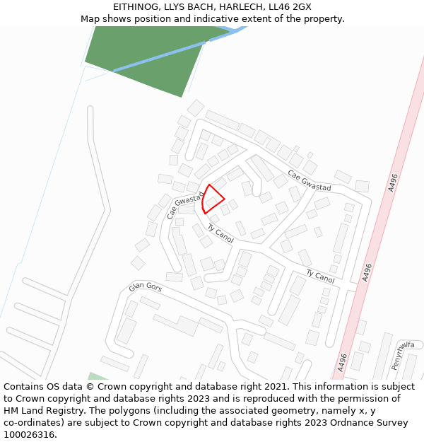 EITHINOG, LLYS BACH, HARLECH, LL46 2GX: Location map and indicative extent of plot