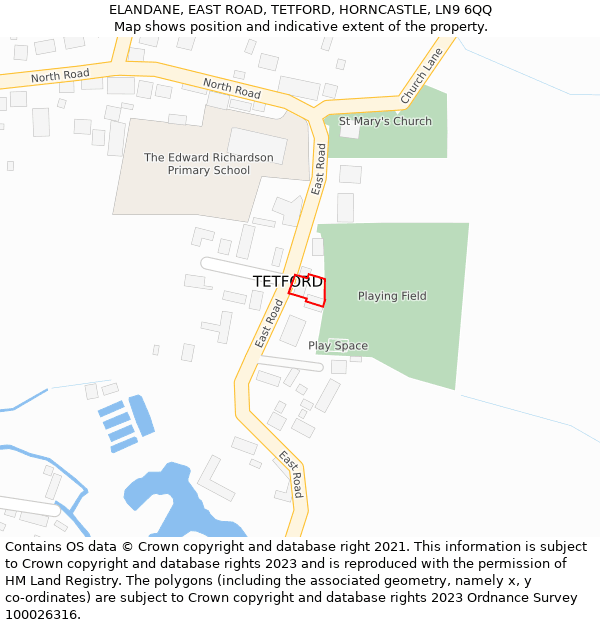 ELANDANE, EAST ROAD, TETFORD, HORNCASTLE, LN9 6QQ: Location map and indicative extent of plot