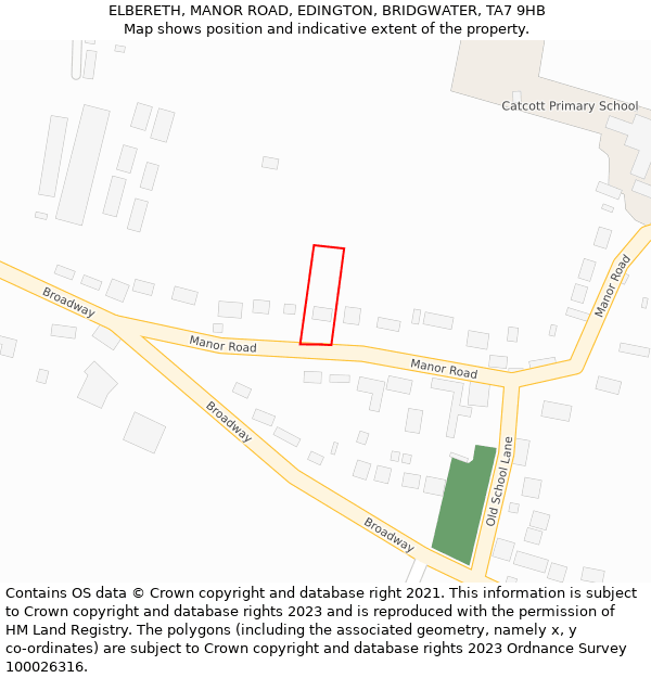 ELBERETH, MANOR ROAD, EDINGTON, BRIDGWATER, TA7 9HB: Location map and indicative extent of plot