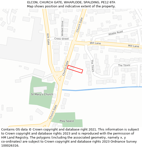 ELCON, CHURCH GATE, WHAPLODE, SPALDING, PE12 6TA: Location map and indicative extent of plot