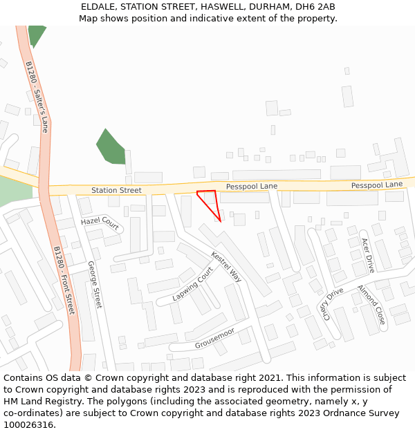 ELDALE, STATION STREET, HASWELL, DURHAM, DH6 2AB: Location map and indicative extent of plot