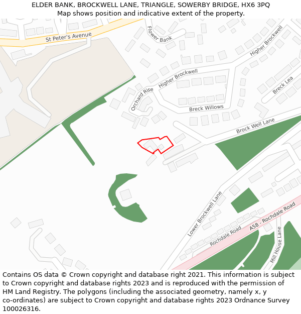 ELDER BANK, BROCKWELL LANE, TRIANGLE, SOWERBY BRIDGE, HX6 3PQ: Location map and indicative extent of plot