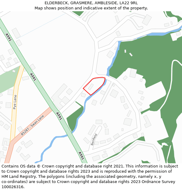 ELDERBECK, GRASMERE, AMBLESIDE, LA22 9RL: Location map and indicative extent of plot
