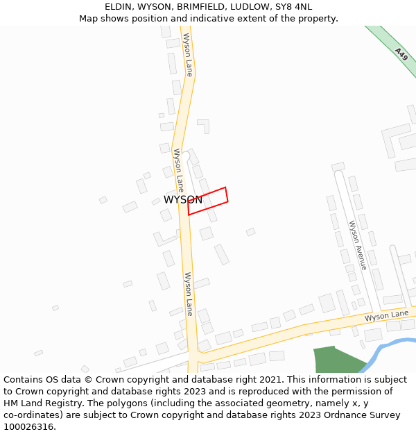 ELDIN, WYSON, BRIMFIELD, LUDLOW, SY8 4NL: Location map and indicative extent of plot