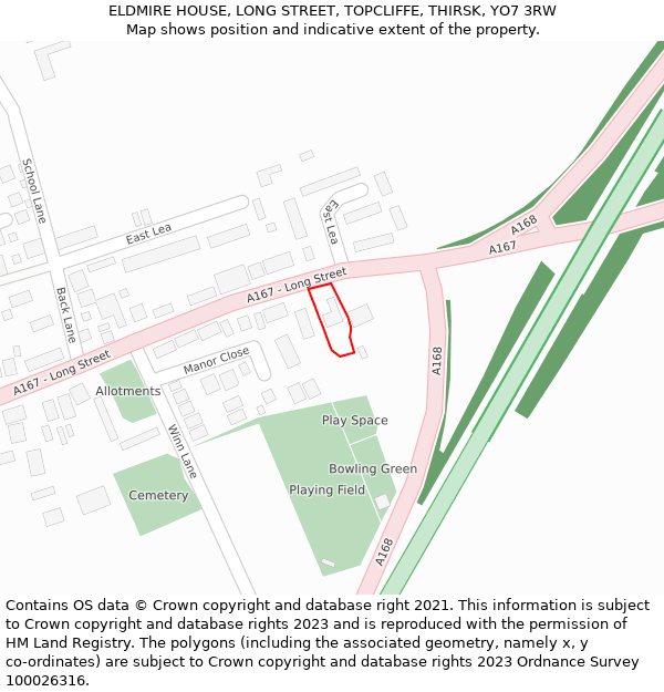 ELDMIRE HOUSE, LONG STREET, TOPCLIFFE, THIRSK, YO7 3RW: Location map and indicative extent of plot