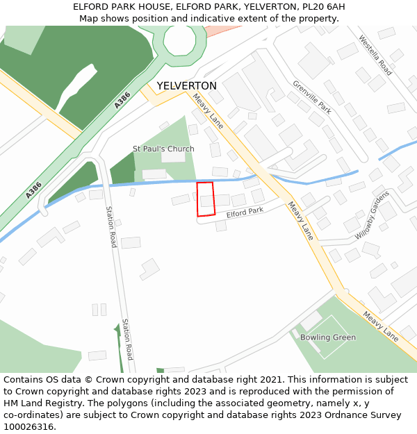 ELFORD PARK HOUSE, ELFORD PARK, YELVERTON, PL20 6AH: Location map and indicative extent of plot