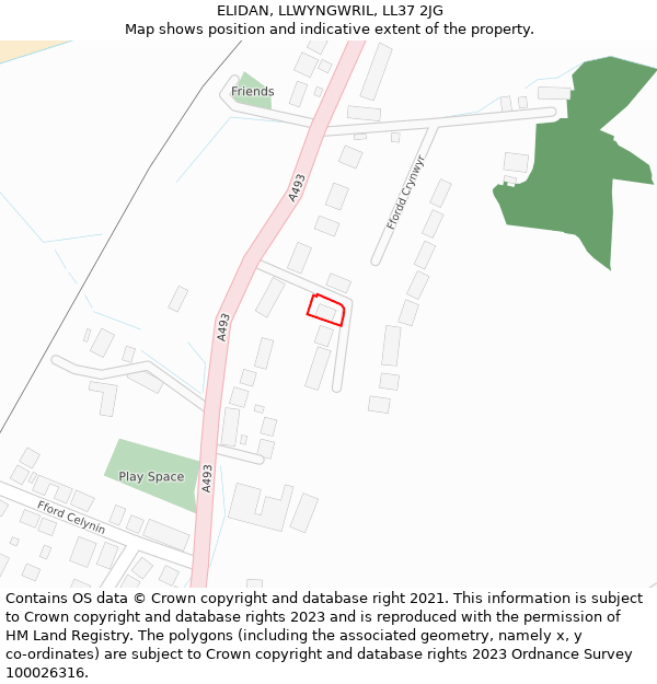 ELIDAN, LLWYNGWRIL, LL37 2JG: Location map and indicative extent of plot