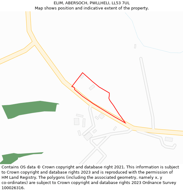 ELIM, ABERSOCH, PWLLHELI, LL53 7UL: Location map and indicative extent of plot