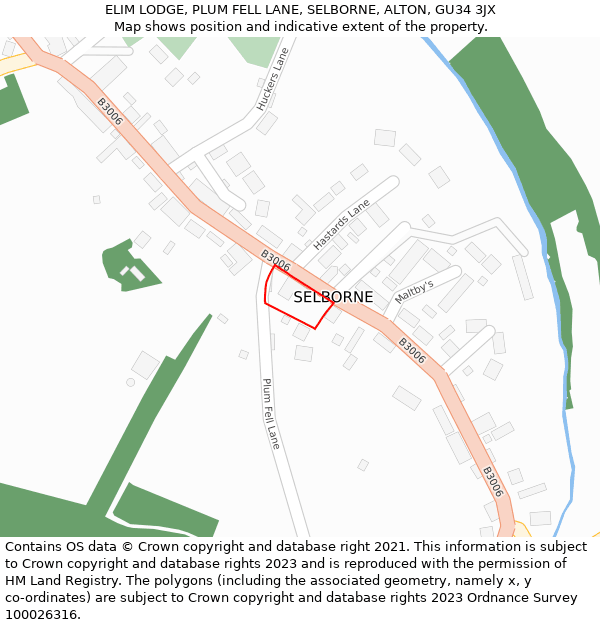 ELIM LODGE, PLUM FELL LANE, SELBORNE, ALTON, GU34 3JX: Location map and indicative extent of plot