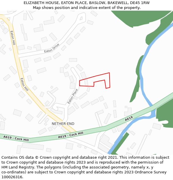 ELIZABETH HOUSE, EATON PLACE, BASLOW, BAKEWELL, DE45 1RW: Location map and indicative extent of plot