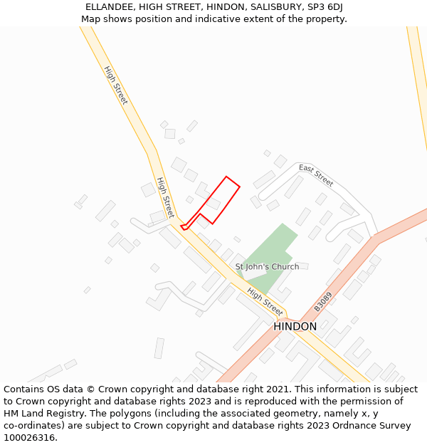ELLANDEE, HIGH STREET, HINDON, SALISBURY, SP3 6DJ: Location map and indicative extent of plot