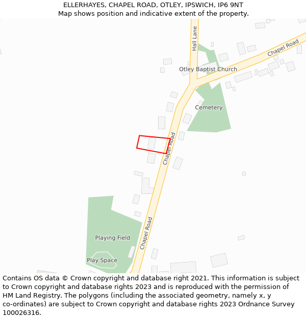 ELLERHAYES, CHAPEL ROAD, OTLEY, IPSWICH, IP6 9NT: Location map and indicative extent of plot