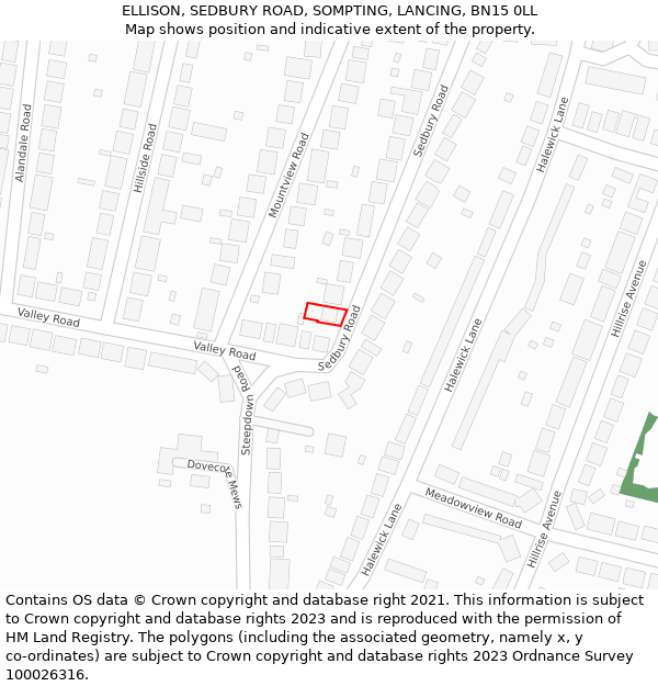 ELLISON, SEDBURY ROAD, SOMPTING, LANCING, BN15 0LL: Location map and indicative extent of plot