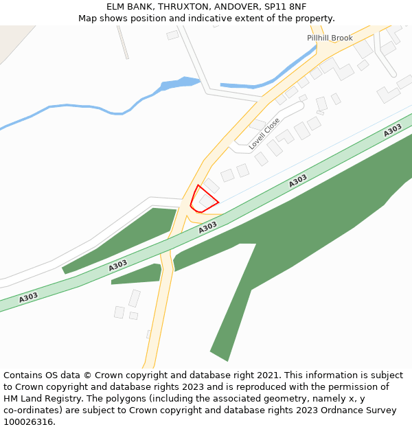 ELM BANK, THRUXTON, ANDOVER, SP11 8NF: Location map and indicative extent of plot