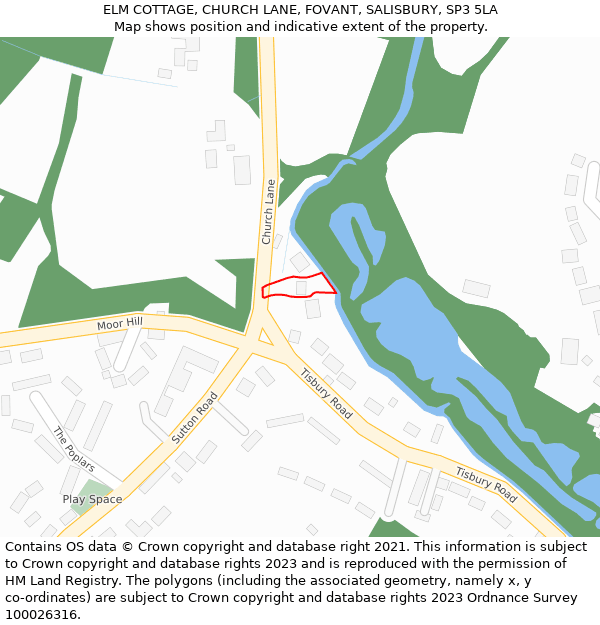 ELM COTTAGE, CHURCH LANE, FOVANT, SALISBURY, SP3 5LA: Location map and indicative extent of plot