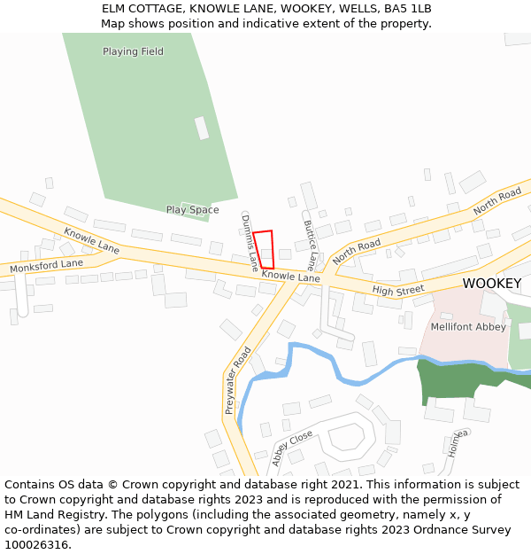 ELM COTTAGE, KNOWLE LANE, WOOKEY, WELLS, BA5 1LB: Location map and indicative extent of plot