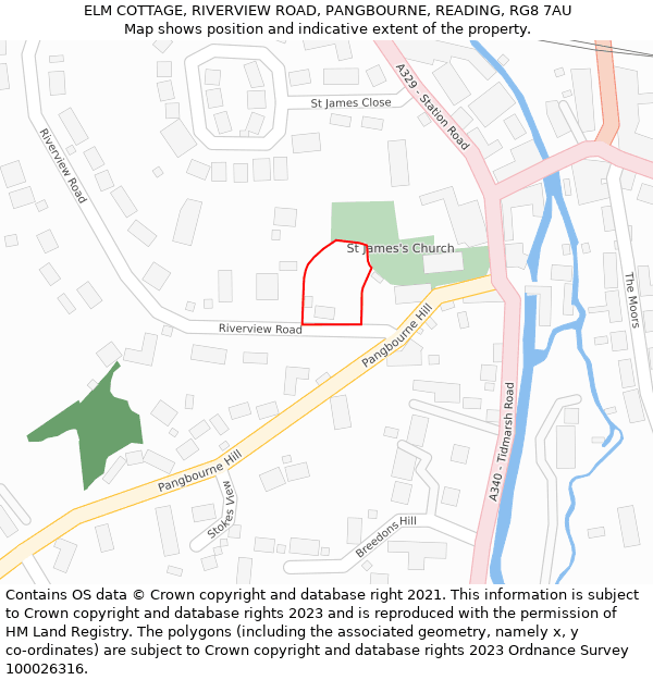 ELM COTTAGE, RIVERVIEW ROAD, PANGBOURNE, READING, RG8 7AU: Location map and indicative extent of plot