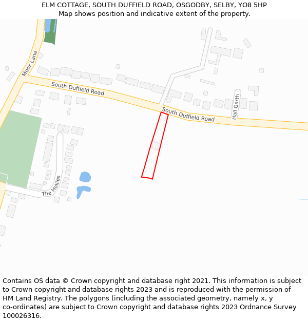 ELM COTTAGE, SOUTH DUFFIELD ROAD, OSGODBY, SELBY, YO8 5HP: Location map and indicative extent of plot
