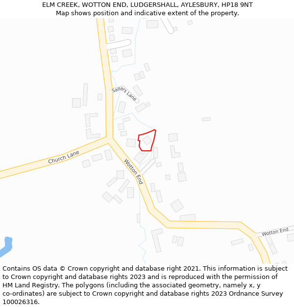 ELM CREEK, WOTTON END, LUDGERSHALL, AYLESBURY, HP18 9NT: Location map and indicative extent of plot