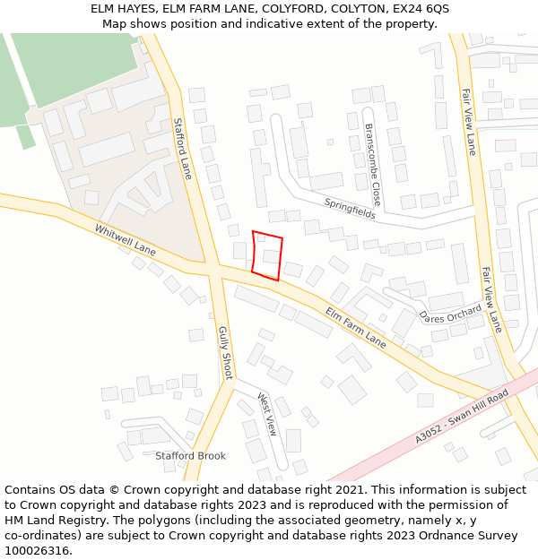 ELM HAYES, ELM FARM LANE, COLYFORD, COLYTON, EX24 6QS: Location map and indicative extent of plot