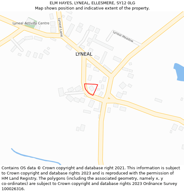 ELM HAYES, LYNEAL, ELLESMERE, SY12 0LG: Location map and indicative extent of plot