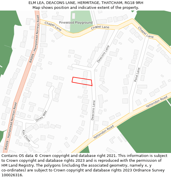 ELM LEA, DEACONS LANE, HERMITAGE, THATCHAM, RG18 9RH: Location map and indicative extent of plot