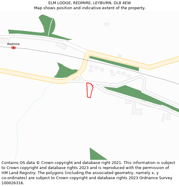 ELM LODGE, REDMIRE, LEYBURN, DL8 4EW: Location map and indicative extent of plot