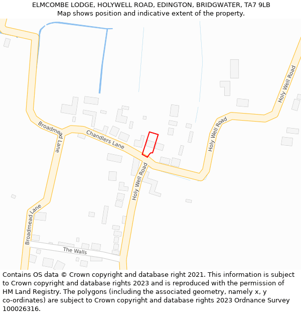 ELMCOMBE LODGE, HOLYWELL ROAD, EDINGTON, BRIDGWATER, TA7 9LB: Location map and indicative extent of plot