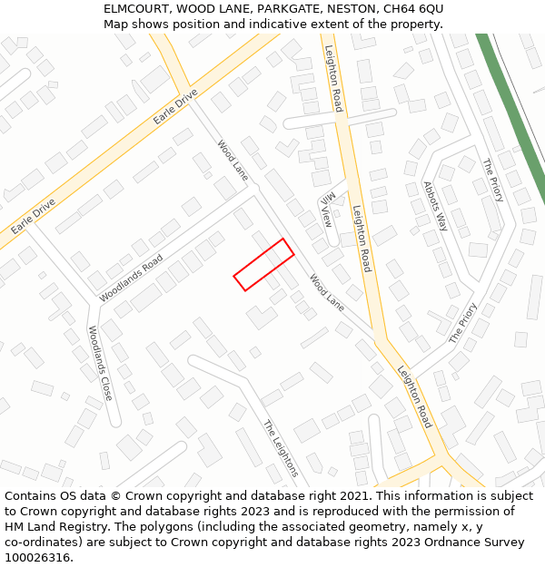 ELMCOURT, WOOD LANE, PARKGATE, NESTON, CH64 6QU: Location map and indicative extent of plot