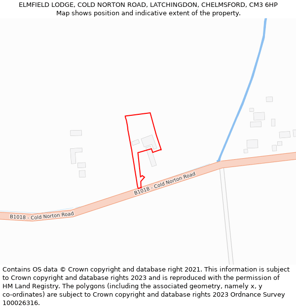 ELMFIELD LODGE, COLD NORTON ROAD, LATCHINGDON, CHELMSFORD, CM3 6HP: Location map and indicative extent of plot