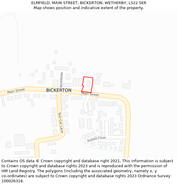 ELMFIELD, MAIN STREET, BICKERTON, WETHERBY, LS22 5ER: Location map and indicative extent of plot