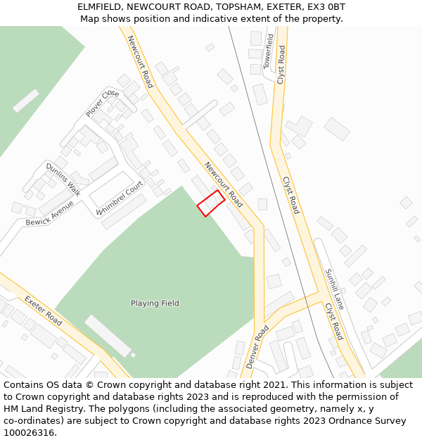 ELMFIELD, NEWCOURT ROAD, TOPSHAM, EXETER, EX3 0BT: Location map and indicative extent of plot