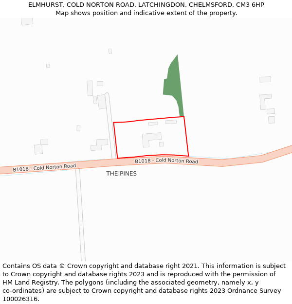 ELMHURST, COLD NORTON ROAD, LATCHINGDON, CHELMSFORD, CM3 6HP: Location map and indicative extent of plot