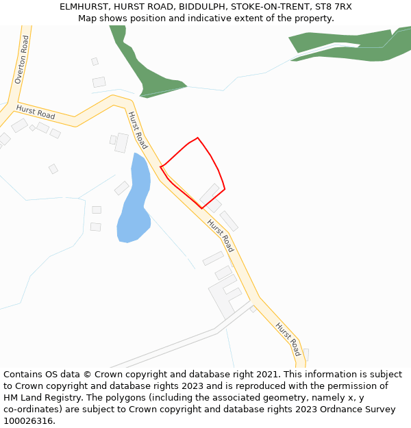 ELMHURST, HURST ROAD, BIDDULPH, STOKE-ON-TRENT, ST8 7RX: Location map and indicative extent of plot