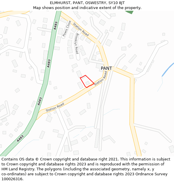 ELMHURST, PANT, OSWESTRY, SY10 8JT: Location map and indicative extent of plot