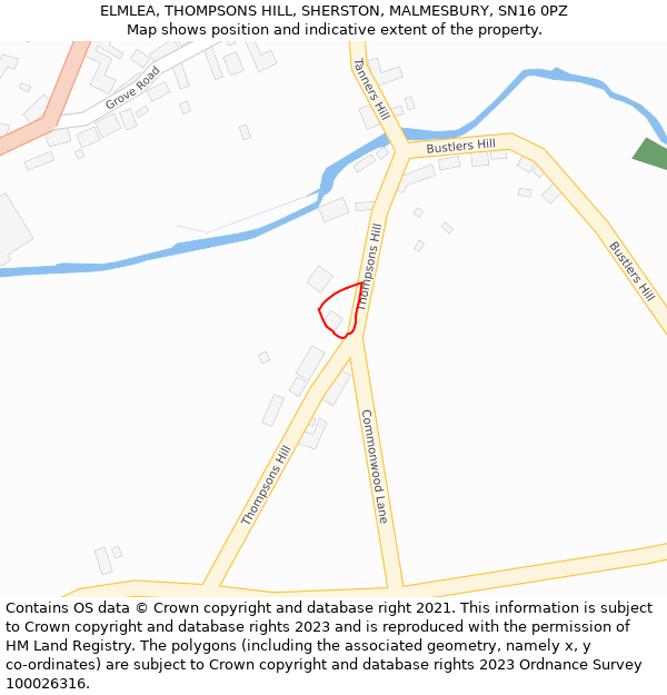 ELMLEA, THOMPSONS HILL, SHERSTON, MALMESBURY, SN16 0PZ: Location map and indicative extent of plot