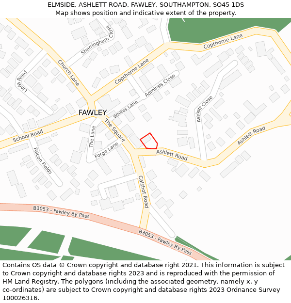 ELMSIDE, ASHLETT ROAD, FAWLEY, SOUTHAMPTON, SO45 1DS: Location map and indicative extent of plot
