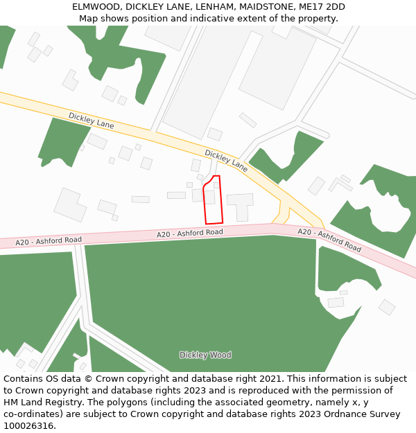 ELMWOOD, DICKLEY LANE, LENHAM, MAIDSTONE, ME17 2DD: Location map and indicative extent of plot