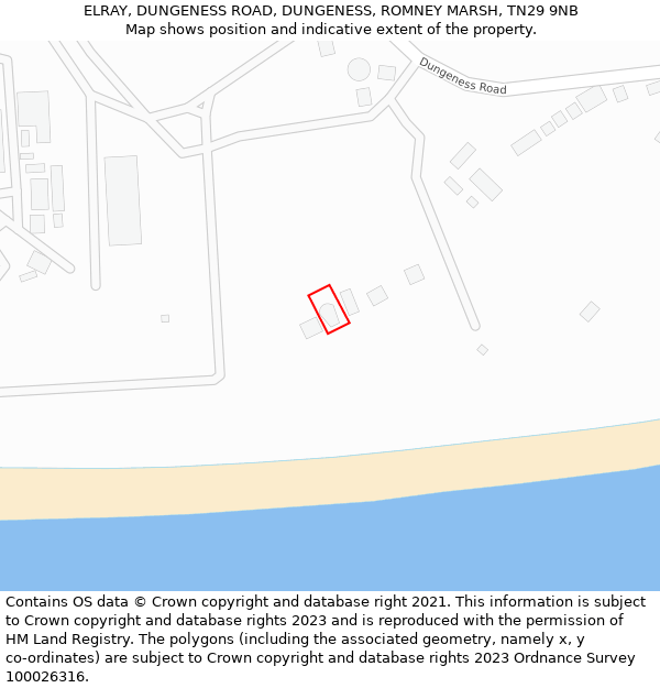 ELRAY, DUNGENESS ROAD, DUNGENESS, ROMNEY MARSH, TN29 9NB: Location map and indicative extent of plot