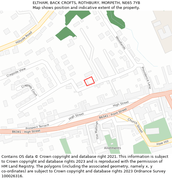 ELTHAM, BACK CROFTS, ROTHBURY, MORPETH, NE65 7YB: Location map and indicative extent of plot